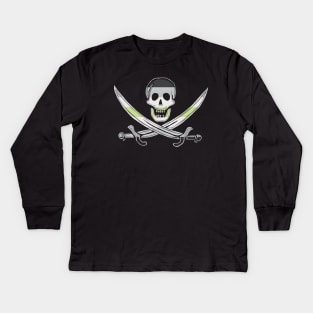 Agender Pirate Pride (darkMode) Kids Long Sleeve T-Shirt